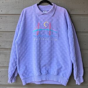 VTG 90s Crazy Shirts Hawaii San Francisco Checkerboard Oversized Sweatshirt MED